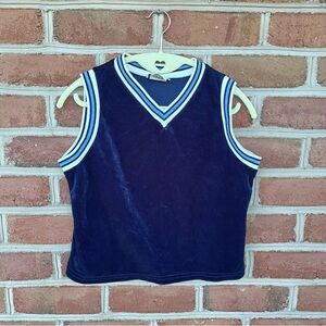 Navy and white velvet vest, vintage size large
